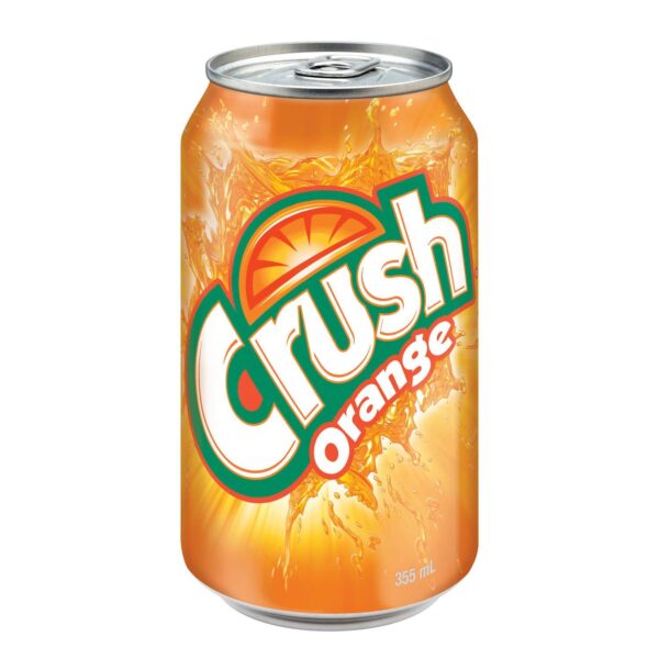 Chilled can of Crush orange juice