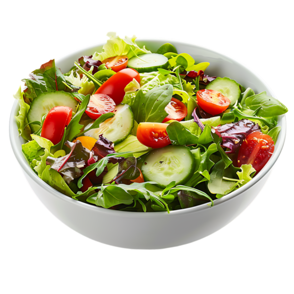 A bowl of fresh green veggies tossed in tangy dressing