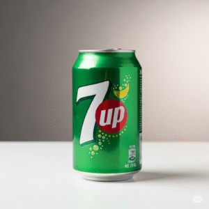 Chilled can of 7 up soft drink