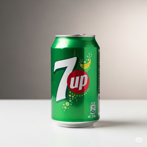 Chilled can of 7 up soft drink